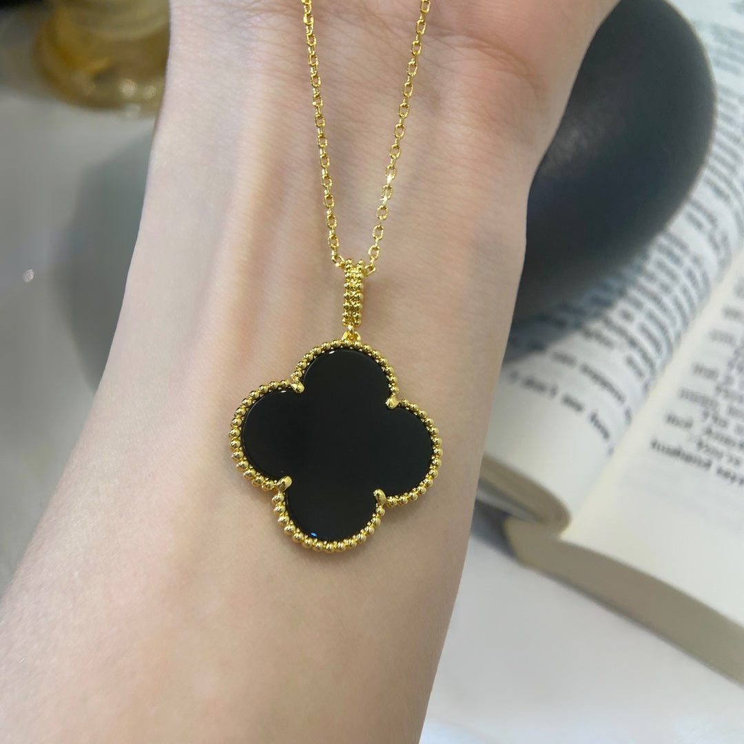 [Elowen Jewels]CLOVER 25MM NECKLACE GOLD ONYX