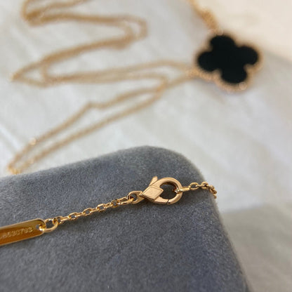 [Elowen Jewels]CLOVER 25MM NECKLACE GOLD ONYX