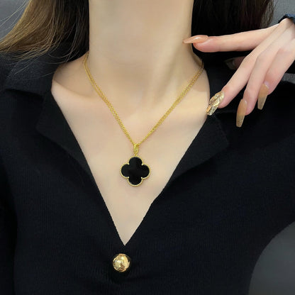 [Elowen Jewels]CLOVER 25MM NECKLACE GOLD ONYX