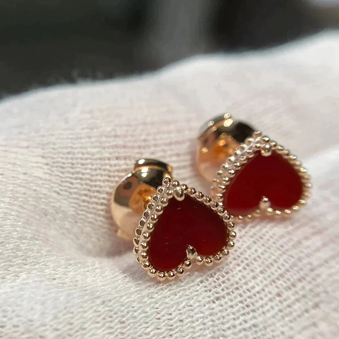 [Elowen Jewels]HEART CARNELIAN STUD EARRINGS