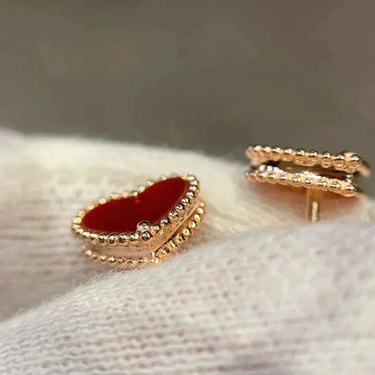 [Elowen Jewels]HEART CARNELIAN STUD EARRINGS