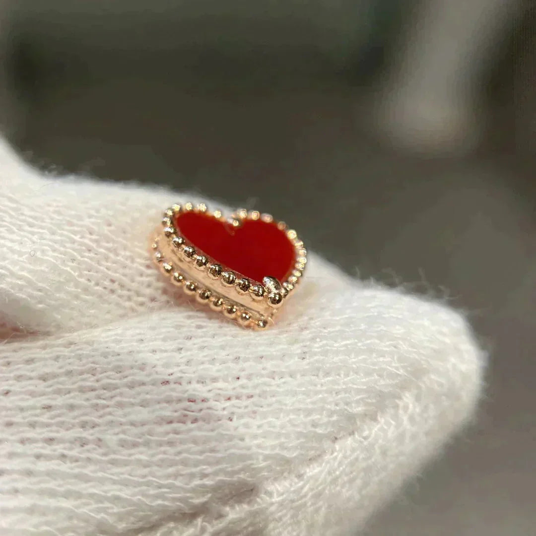 [Elowen Jewels]HEART CARNELIAN STUD EARRINGS