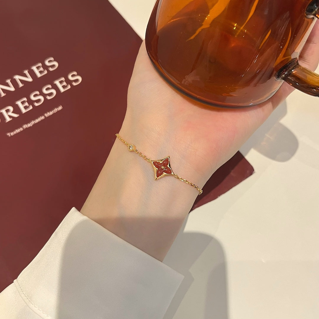[Elowen Jewels]COLOR STAR CARNELIAN PINK GOLD DIAMOND BRACELET