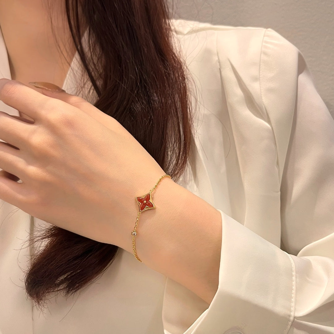 [Elowen Jewels]COLOR STAR CARNELIAN PINK GOLD DIAMOND BRACELET