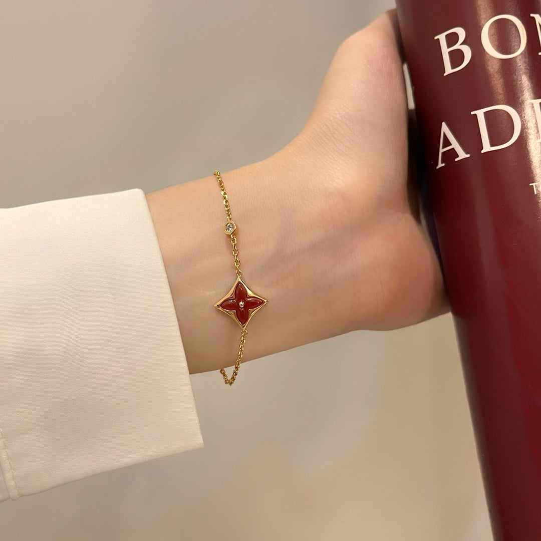 [Elowen Jewels]COLOR STAR CARNELIAN PINK GOLD DIAMOND BRACELET