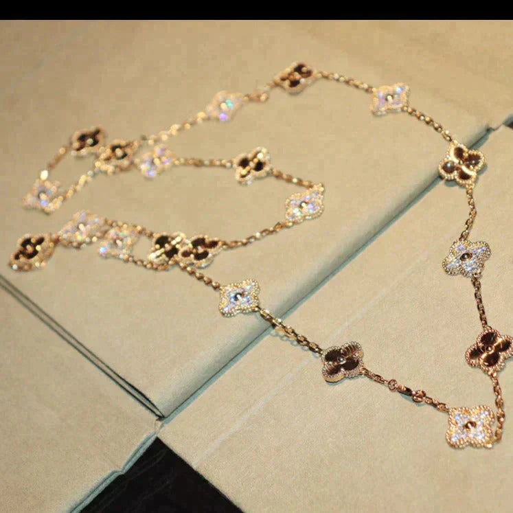 [Elowen Jewels]CLOVER 20 MOTIFS LASER DIAMOND NECKLACE