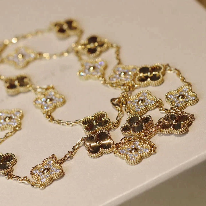 [Elowen Jewels]CLOVER 20 MOTIFS LASER DIAMOND NECKLACE