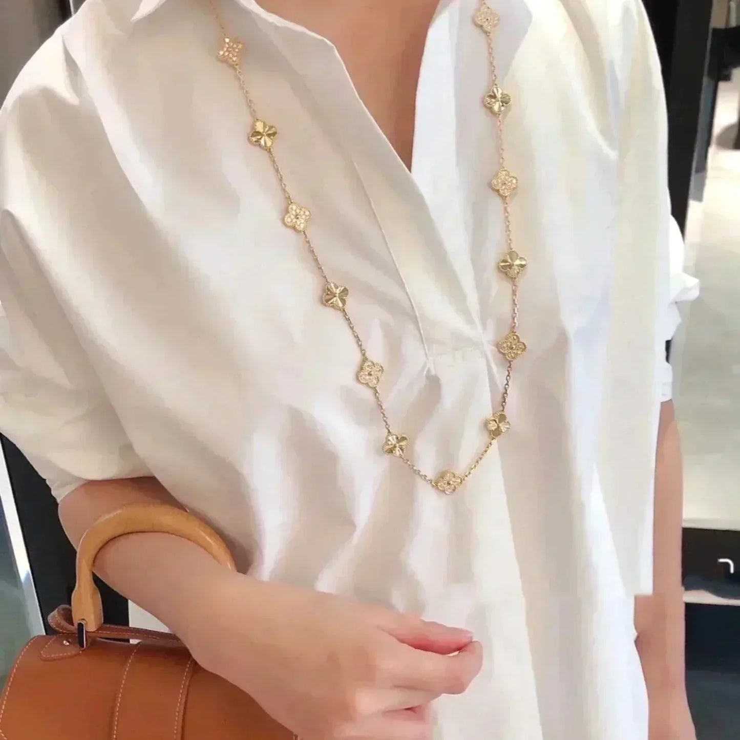 [Elowen Jewels]CLOVER 20 MOTIFS LASER DIAMOND NECKLACE