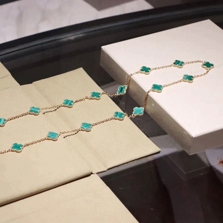 [Elowen Jewels]CLOVER 20 MOTIFS MALACHITE GOLD