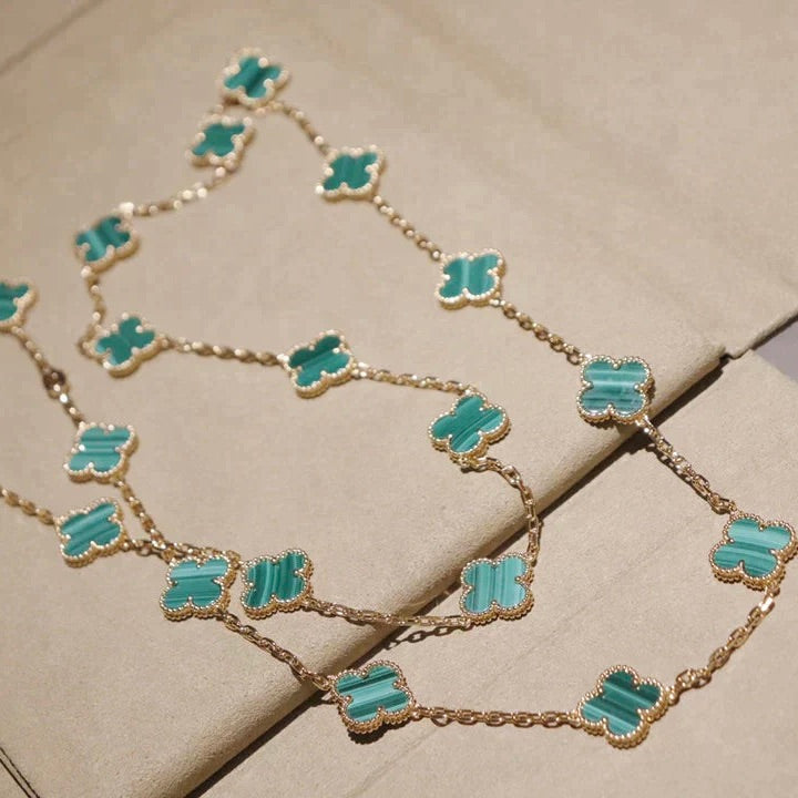 [Elowen Jewels]CLOVER 20 MOTIFS MALACHITE GOLD