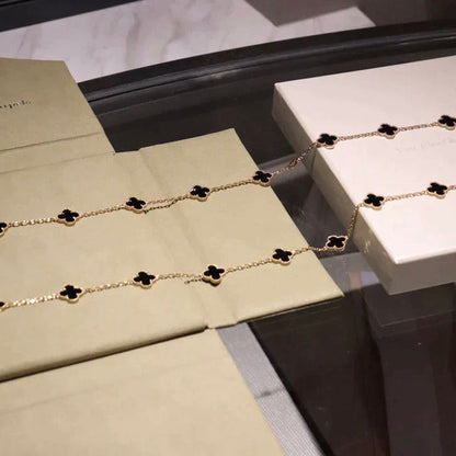 [Elowen Jewels]CLOVER 20 MOTIFS ONYX NECKLACE