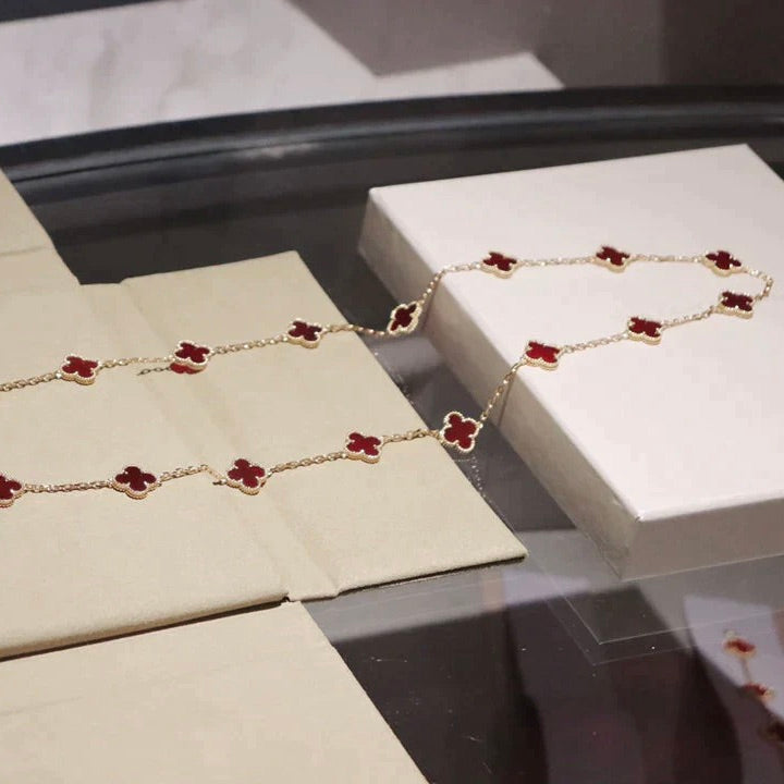 [Elowen Jewels]CLOVER 20 MOTIFS CARNELIAN NECKLACE