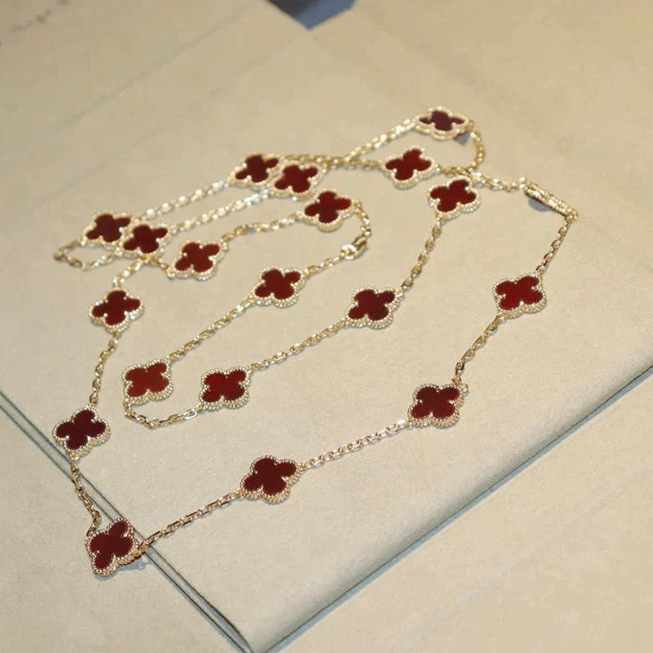 [Elowen Jewels]CLOVER 20 MOTIFS CARNELIAN NECKLACE