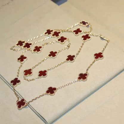 [Elowen Jewels]CLOVER 20 MOTIFS CARNELIAN NECKLACE