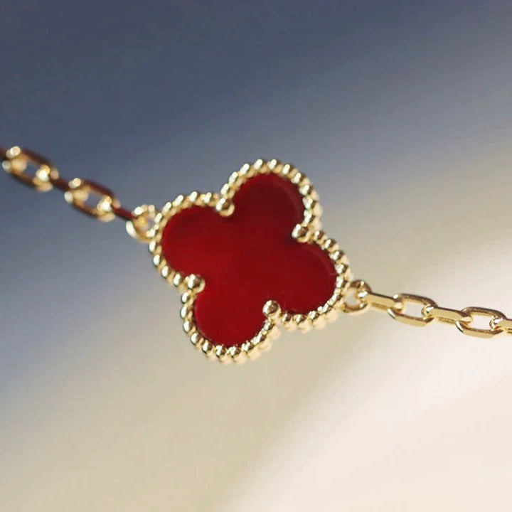 [Elowen Jewels]CLOVER 20 MOTIFS CARNELIAN NECKLACE