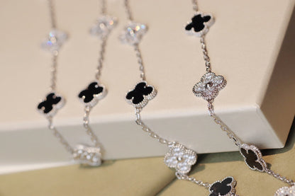 [Elowen Jewels]CLOVER 20 MOTIFS ONYX DIAMOND SILVER