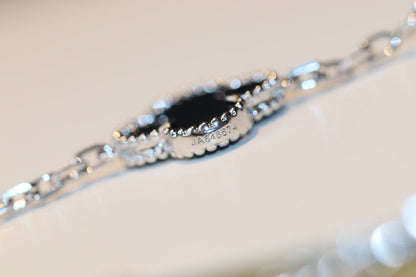 [Elowen Jewels]CLOVER 20 MOTIFS ONYX DIAMOND SILVER