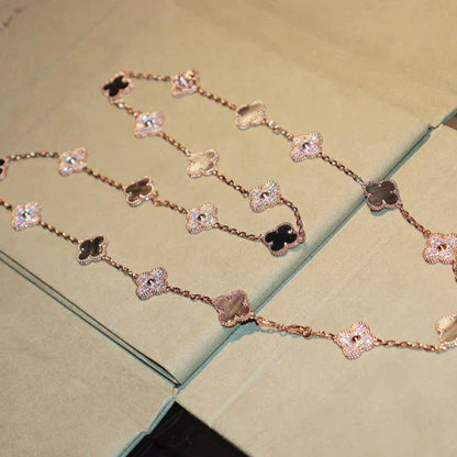 [Elowen Jewels]CLOVER 20 MOTIFS DARK MOP DIAMOND  NECKLACE