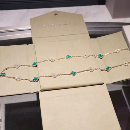 [Elowen Jewels]CLOVER 20 MOTIFS MALACHITE DIAMOND NECKLACE