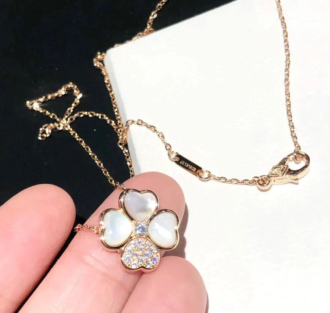 [Elowen Jewels]CLOVER MOP DIAMOND ROSE GOLD NECKLACE