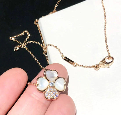 [Elowen Jewels]CLOVER MOP DIAMOND ROSE GOLD NECKLACE