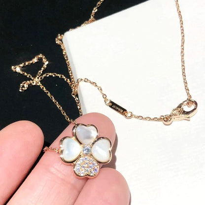 [Elowen Jewels]CLOVER MOP DIAMOND ROSE GOLD NECKLACE