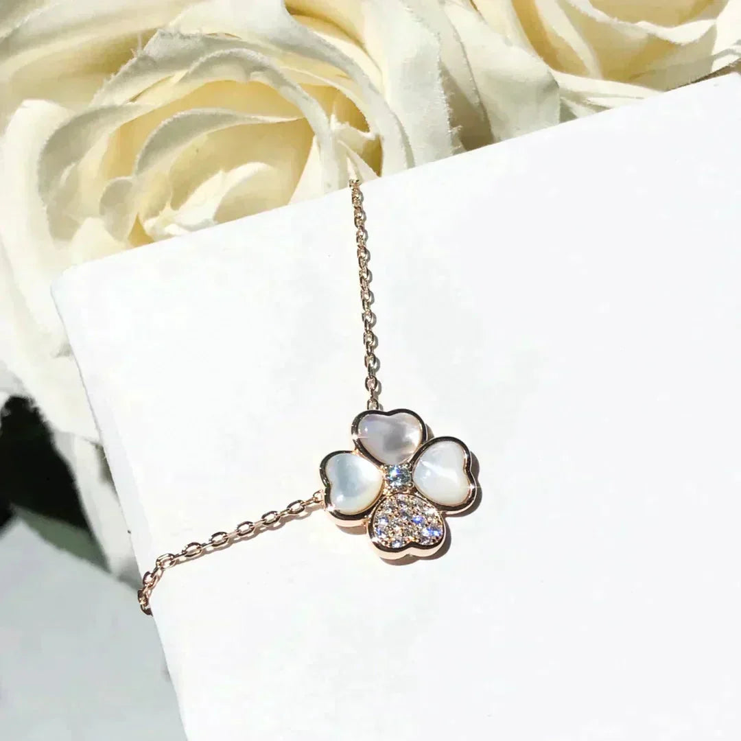 [Elowen Jewels]CLOVER MOP DIAMOND ROSE GOLD NECKLACE
