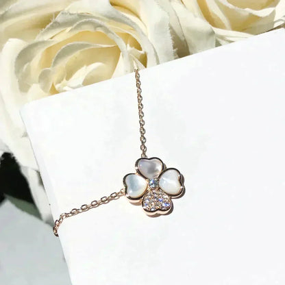 [Elowen Jewels]CLOVER MOP DIAMOND ROSE GOLD NECKLACE