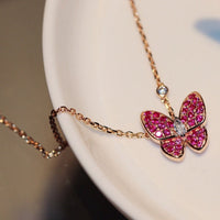 [Elowen Jewel]BUTTERFLY RED DIAMOND ROSE GOLD NECKLACE
