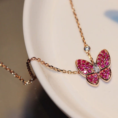 [Elowen Jewels]BUTTERFLY RED DIAMOND ROSE GOLD NECKLACE