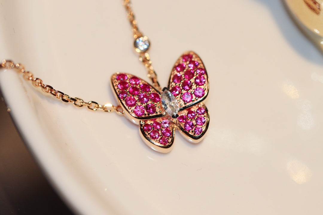 [Elowen Jewels]BUTTERFLY RED DIAMOND ROSE GOLD NECKLACE