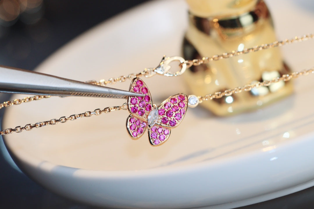 [Elowen Jewels]BUTTERFLY RED DIAMOND ROSE GOLD NECKLACE