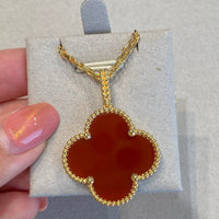 [Elowen Jewel]CLOVER 25MM NECKLACE GOLD CARNELIAN