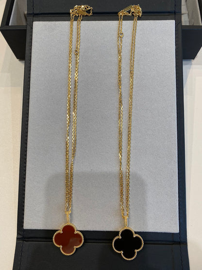 [Elowen Jewels]CLOVER 25MM NECKLACE GOLD CARNELIAN