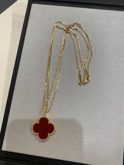 [Elowen Jewels]CLOVER 25MM NECKLACE GOLD CARNELIAN