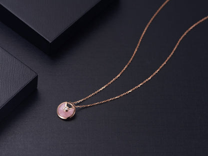 [Elowen Jewels]AMULETTE ROSE GOLD PINK MOP NECKLACE