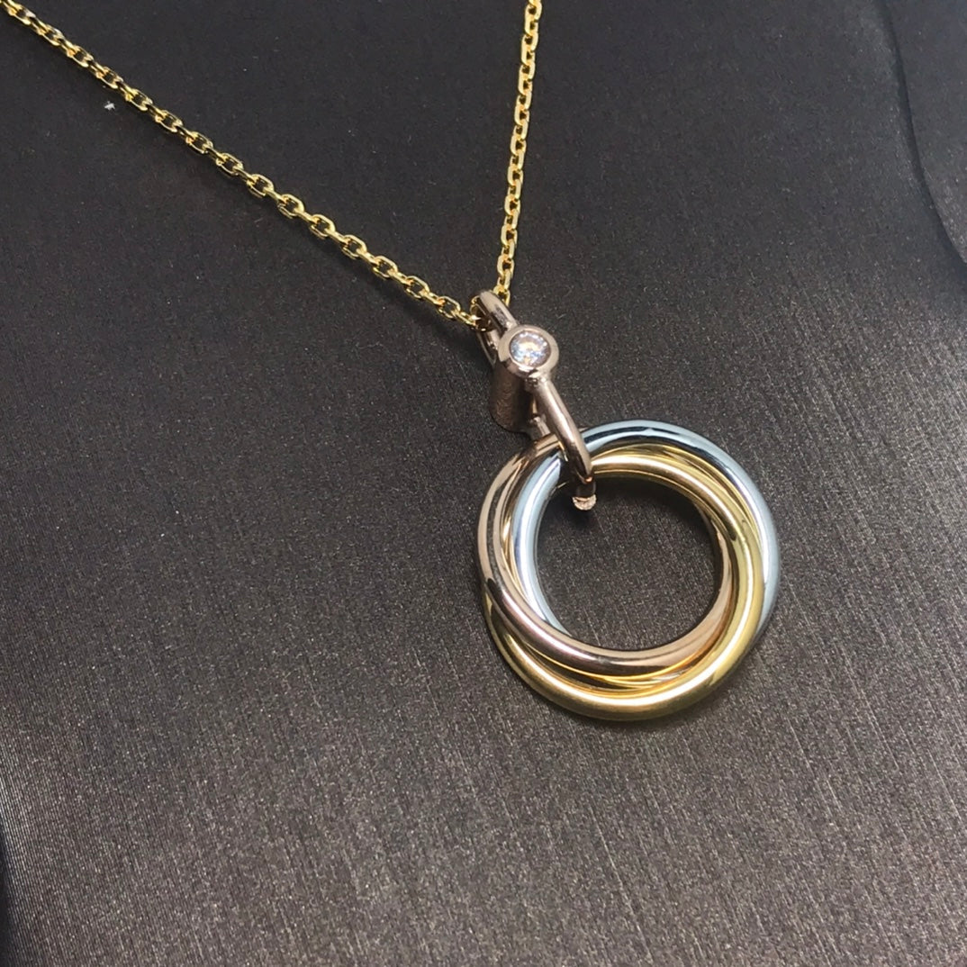 [Elowen Jewels]TRINITY SILVER GOLD PINK GOLD NECKLACE
