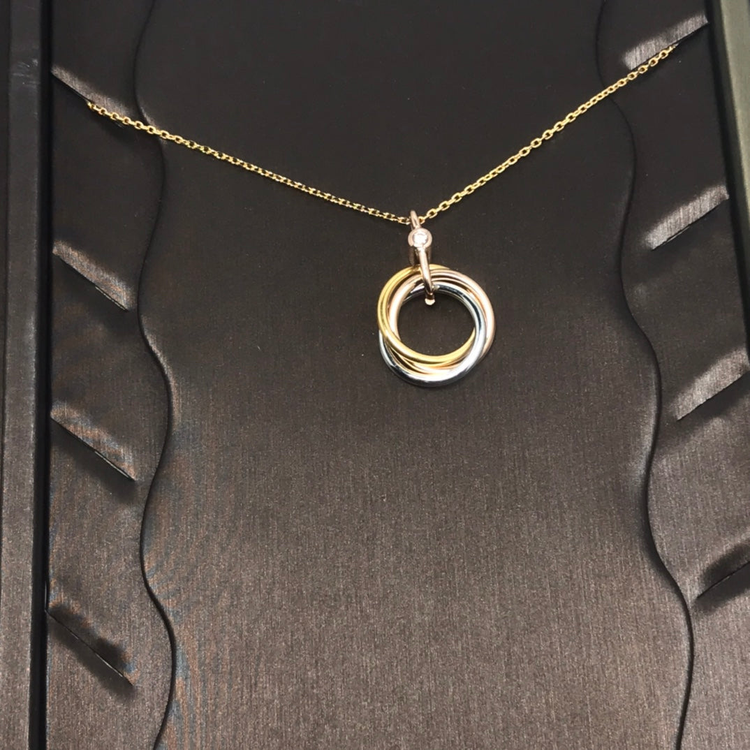 [Elowen Jewels]TRINITY SILVER GOLD PINK GOLD NECKLACE