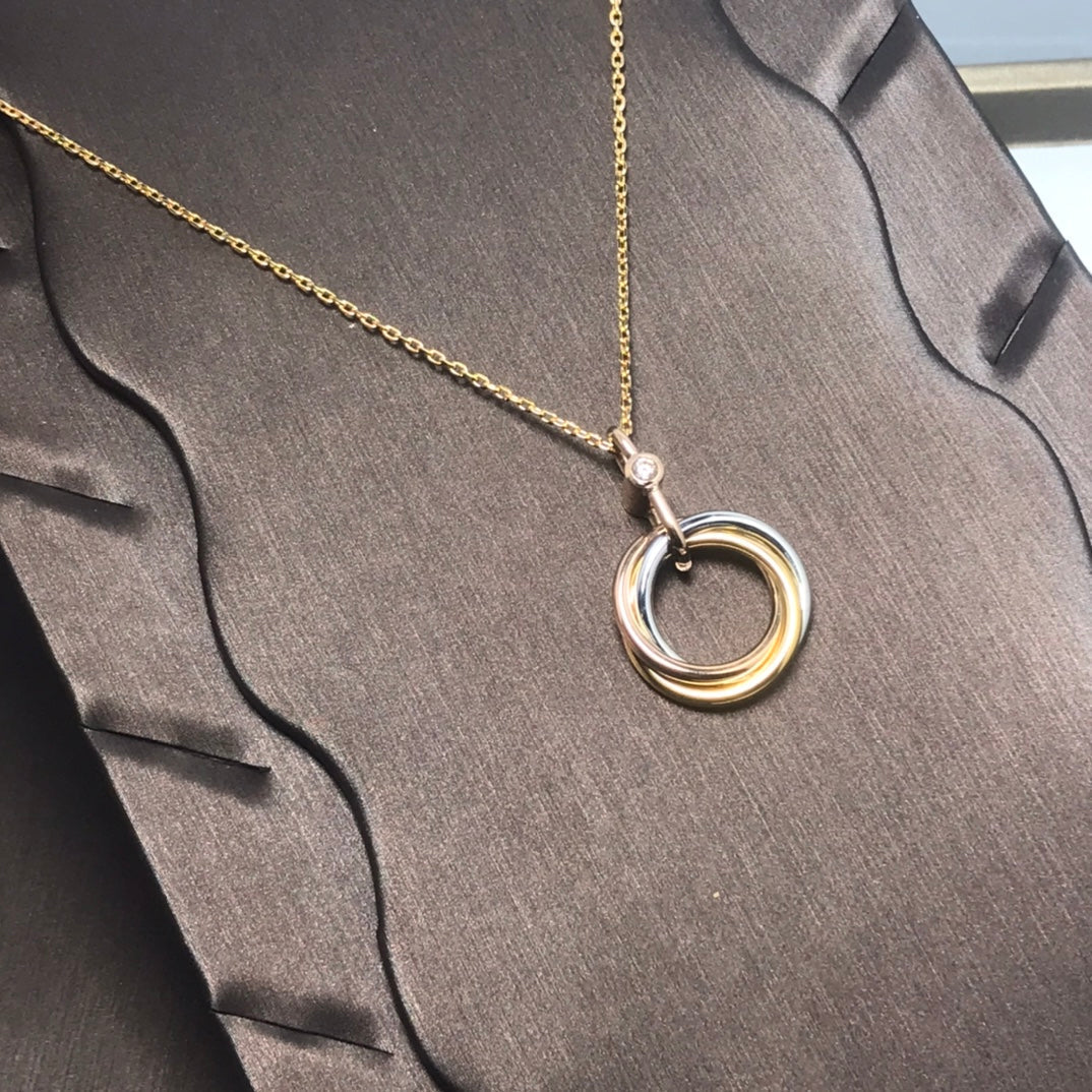 [Elowen Jewels]TRINITY SILVER GOLD PINK GOLD NECKLACE