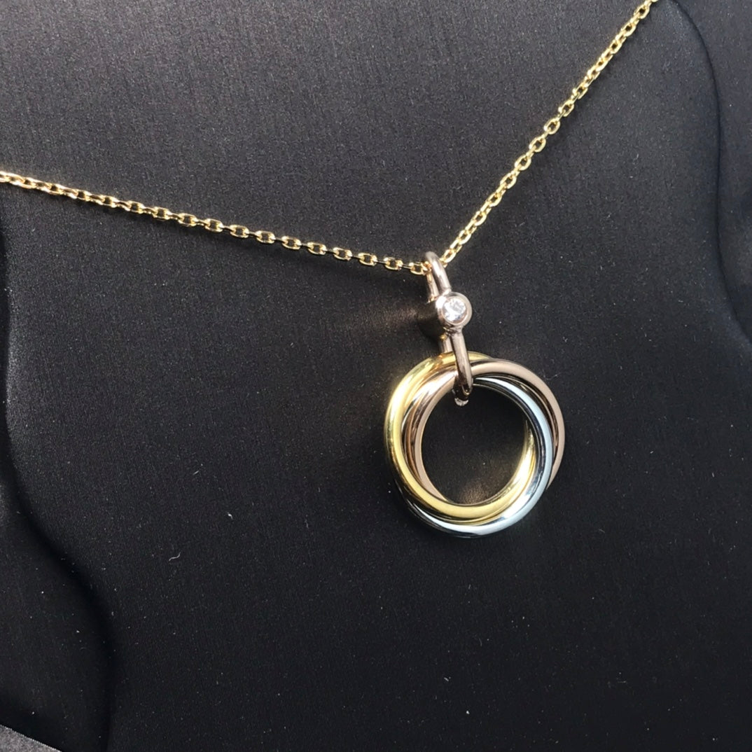 [Elowen Jewels]TRINITY SILVER GOLD PINK GOLD NECKLACE