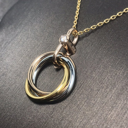 [Elowen Jewels]TRINITY SILVER GOLD PINK GOLD NECKLACE