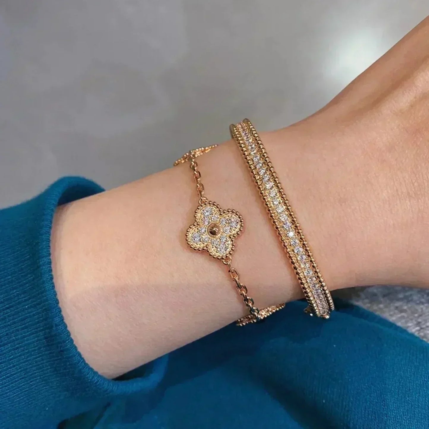 [Elowen Jewels] CLOVER 5 MOTIF FULL DIAMOND BRACELET COLLECTION