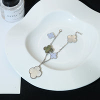 [Elowen Jewel]CLOVER BRACELET 5 MOTIFS MOP CHALCEDONY SILVER
