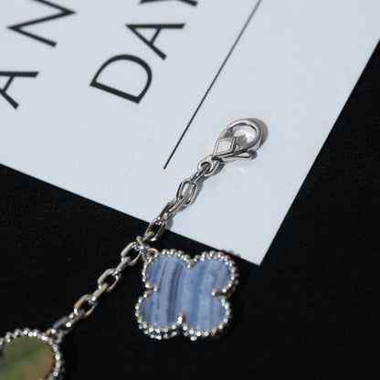 [Elowen Jewels]CLOVER BRACELET 5 MOTIFS MOP CHALCEDONY SILVER