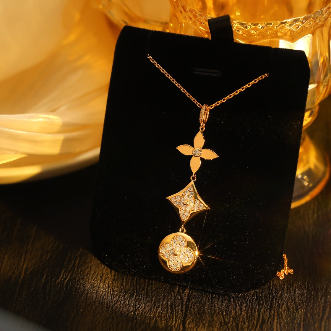 [Elowen Jewels]STAR AND SUN DIAMOND PINK GOLD NECKLACE