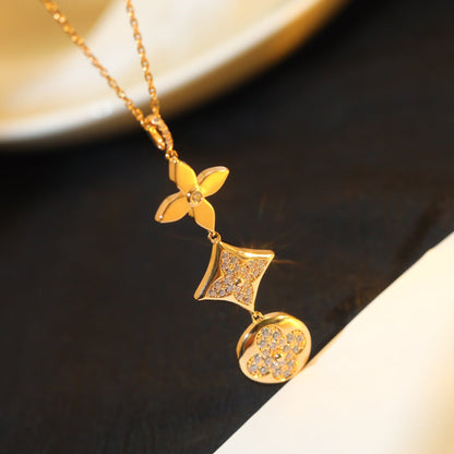 [Elowen Jewels]STAR AND SUN DIAMOND PINK GOLD NECKLACE