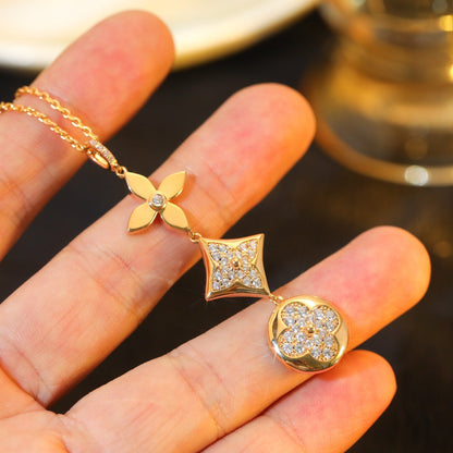 [Elowen Jewels]STAR AND SUN DIAMOND PINK GOLD NECKLACE