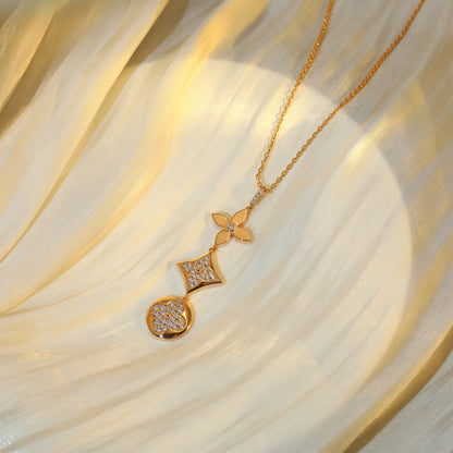 [Elowen Jewels]STAR AND SUN DIAMOND PINK GOLD NECKLACE