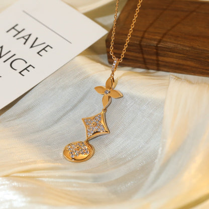[Elowen Jewels]STAR AND SUN DIAMOND PINK GOLD NECKLACE