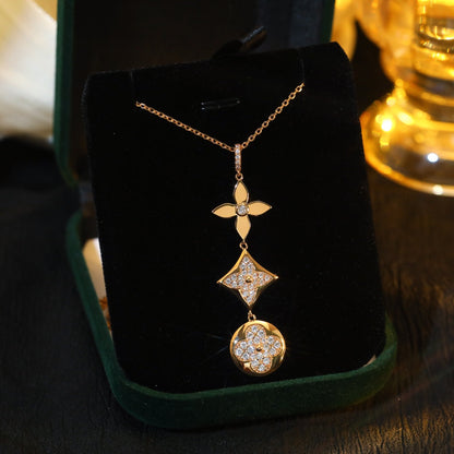 [Elowen Jewels]STAR AND SUN DIAMOND PINK GOLD NECKLACE